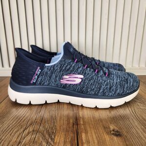 Skechers Slip-Ins Summits Dazzling Haze Hands Free Shoes Womens Sz 8 Blue 149937
